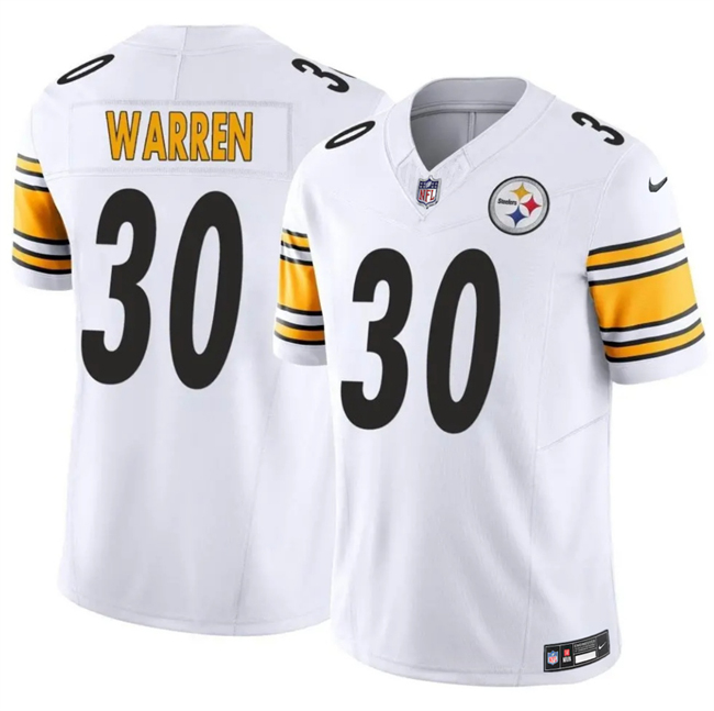 Personalized Men’s Pittsburgh Steelers #30 Jaylen Warren White 2025 F.U.S.E. Limited Stitched Football Jersey