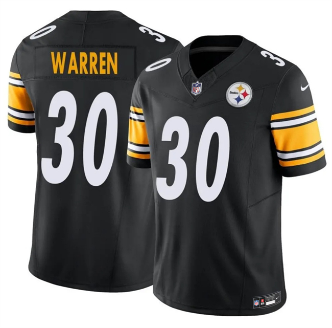Personalized Men’s Pittsburgh Steelers #30 Jaylen Warren Black 2025 F.U.S.E. Untouchable Limited Stitched Jersey