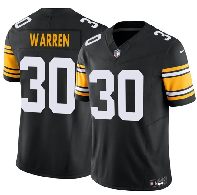 Personalized Men’s Pittsburgh Steelers #30 Jaylen Warren Black 2025 F.U.S.E. Alternate Untouchable Limited Stitched Jersey