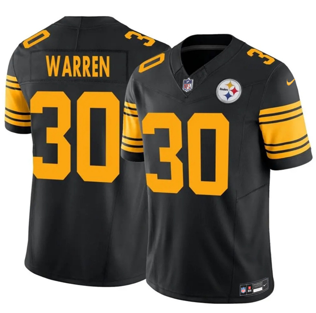 Personalized Men’s Pittsburgh Steelers #30 Jaylen Warren Black 2025 F.U.S.E. Color Rush Untouchable Limited Stitched Jersey