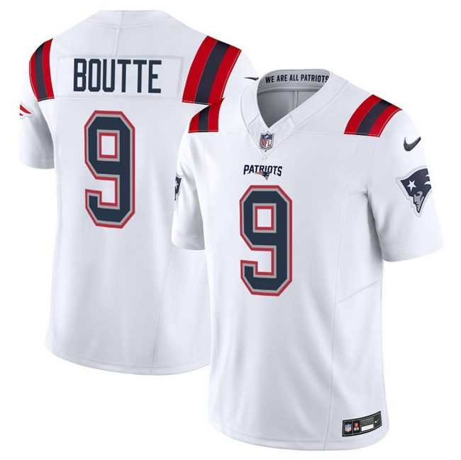 Personalized Men’s New England Patriots #9 Kayshon Boutte White 2025 F.U.S.E. Limited Stitched Football Jersey