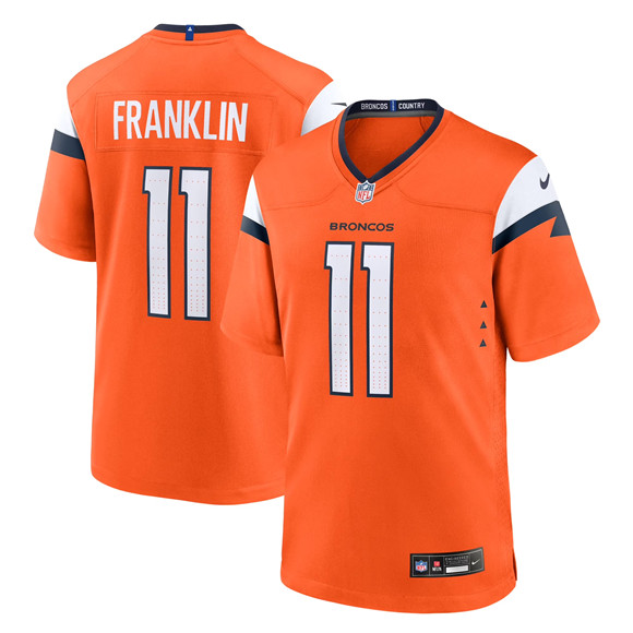 Personalized Men’s Denver Broncos #11 Troy Franklin Orange 2025 Alternate Stitched Game Jersey