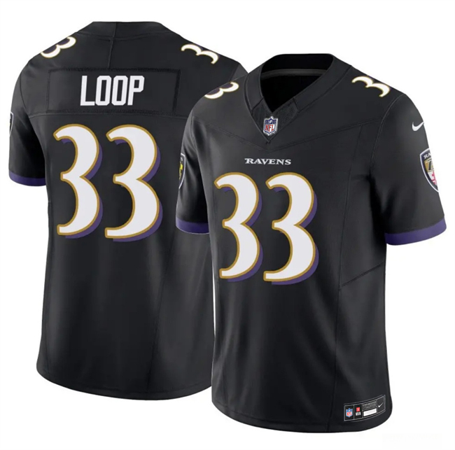 Personalized Men’s Baltimore Ravens #33 Tyler Loop Black 2025 F.U.S.E Limited Football Jersey