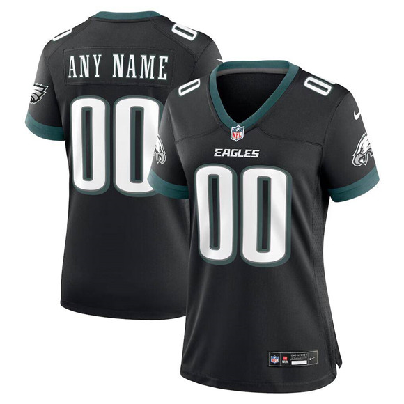 Personalized Women’s Philadelphia Eagles Active Player New Black Stitched Game Jersey(Run Small)