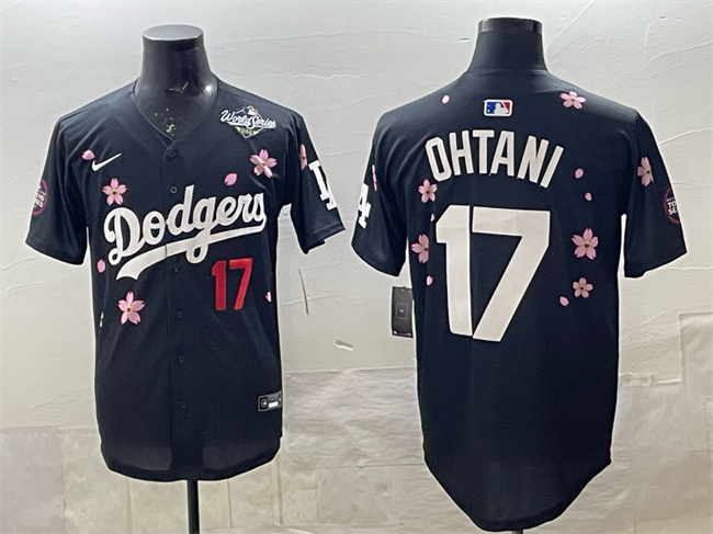 Personalized Men’s Los Angeles Dodgers #17 Shohei Ohtani Black 2025 World Series Patch Tokyo Series Limited Stitched Baseball Jersey