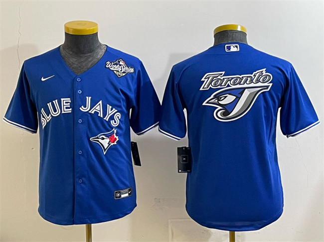 Personalized Youth Toronto Blue Jays Team Big Logo Royal 2025 World Series Cool Base Stitched Baseball Jersey