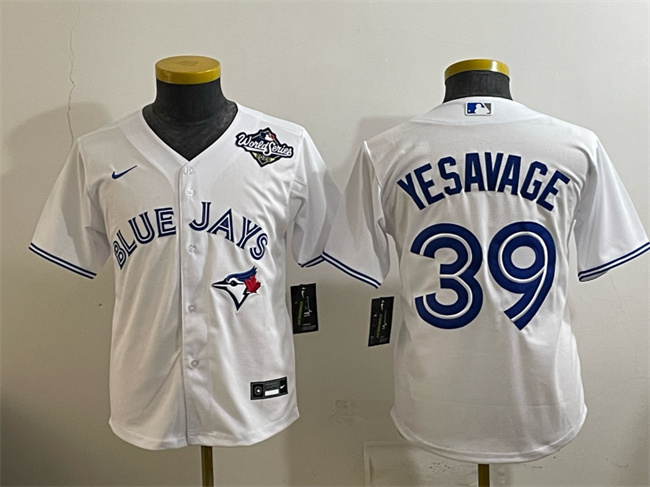 Personalized Youth Toronto Blue Jays #39 Trey Yesavage White 2025 World Series Cool Base Stitched Baseball Jersey