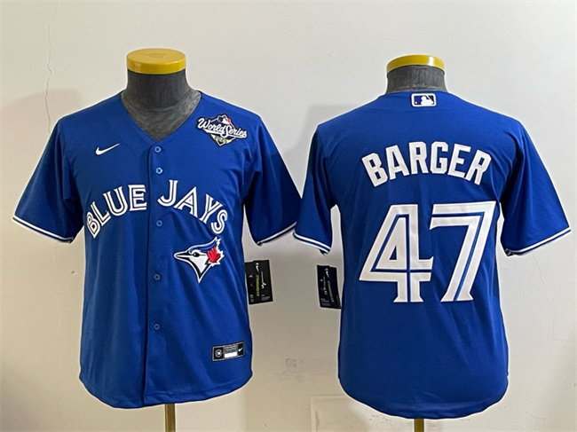 Personalized Youth Toronto Blue Jays #47 Addison Barger Royal 2025 World Series Cool Base Stitched Baseball Jersey