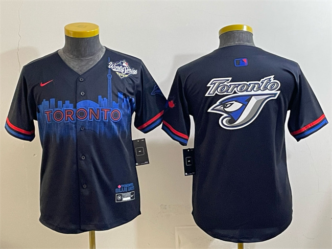 Personalized Youth Toronto Blue Jays Team Big Logo Navy 2025 World Series City Connect Limited Stitched Baseball Jersey