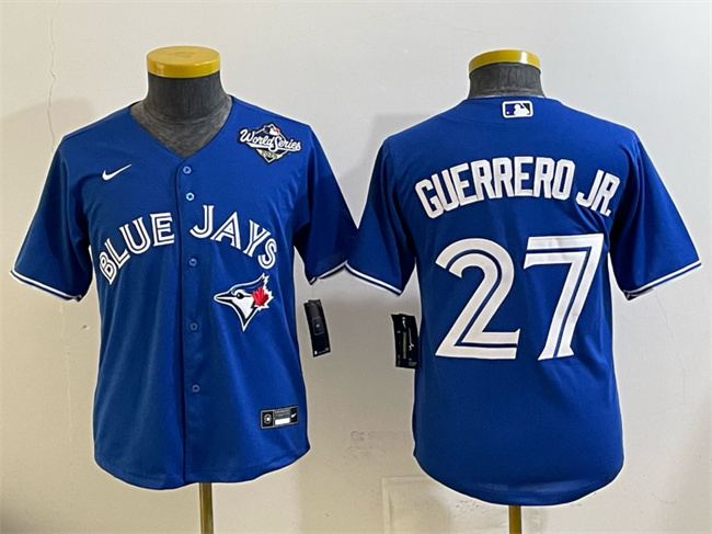 Personalized Youth Toronto Blue Jays #27 Vladimir Guerrero Jr. Royal 2025 World Series Cool Base Stitched Baseball Jersey