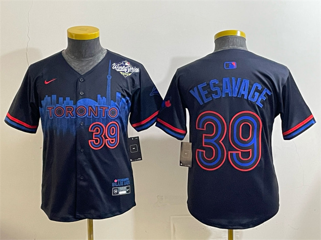 Personalized Youth Toronto Blue Jays #39 Trey Yesavage Navy 2025 World Series City Connect Limited Stitched Baseball Jersey