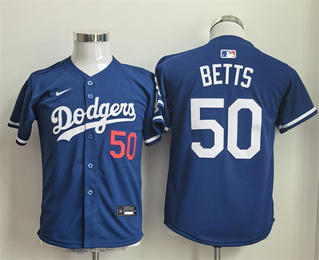 Personalized Youth Los Angeles Dodgers #50 Mookie Betts Blue Limited Stitched Baseball Jersey