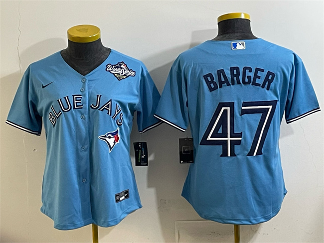Personalized Women’s Toronto Blue Jays #47 Addison Barger Blue 2025 World Series Cool Base Stitched Baseball Jersey(Run Small)