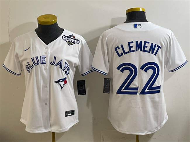Personalized Women’s Toronto Blue Jays #22 Ernie Clement White 2025 World Series Home Cool Base Stitched Baseball Jersey(Run Small)