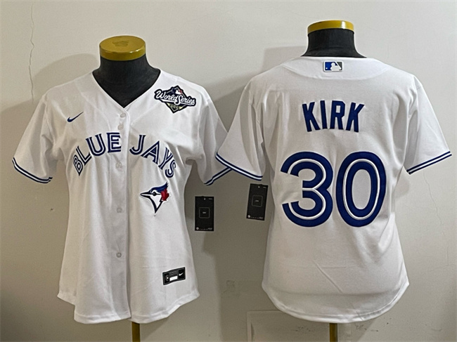 Personalized Women’s Toronto Blue Jays #30 Alejandro Kirk White 2025 World Series Home Cool Base Stitched Baseball Jersey(Run Small)