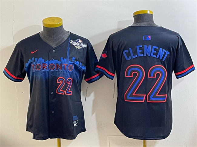 Personalized Women’s Toronto Blue Jays #22 Ernie Clement Navy 2025 World Series City Connect Limited Stitched Baseball Jersey(Run Small)