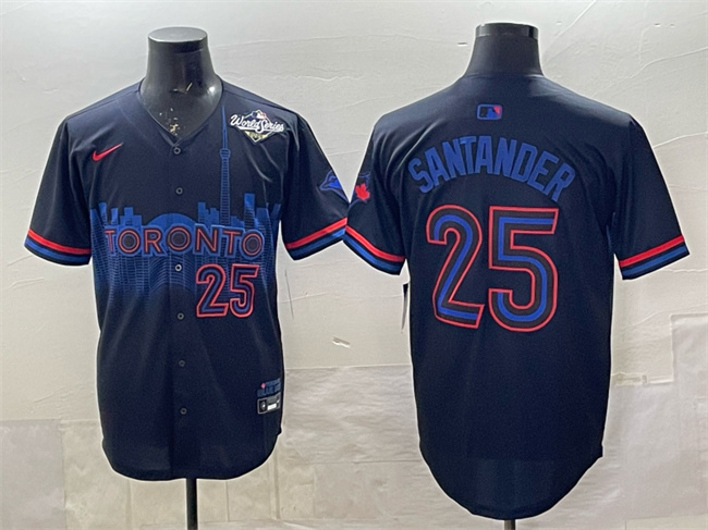Personalized Men’s Toronto Blue Jays #25 Anthony Santander Navy 2025 World Series City Connect Limited Stitched Baseball Jersey