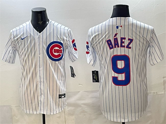 Personalized Men’s Chicago Cubs #9 Javier Baez White Home Limited Stitched Baseball Jersey