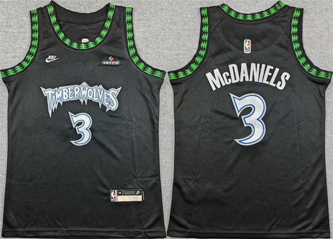 Personalized Youth Minnesota Timberwolves #3 Jaden McDaniels Black 2025-26 Classic Edition Stitched Jersey