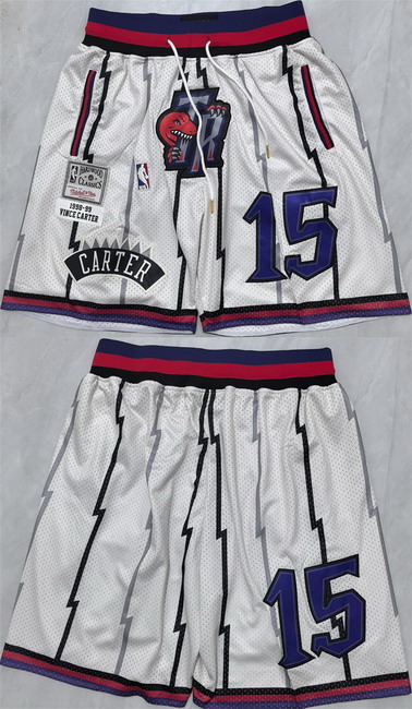 Personalized Men’s Toronto Raptors #15 Vince Carter White Shorts (Run Small)