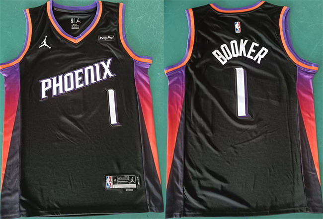 Personalized Men’s Phoenix Suns #1 Devin Booker Black 2025 Statement Edition Stitched Basketball Jersey