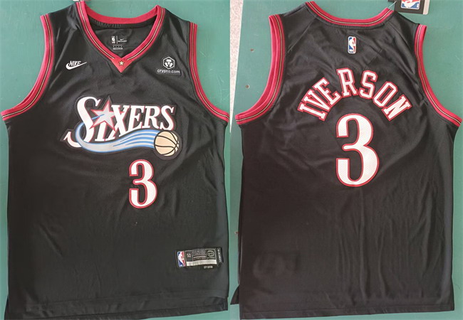 Personalized Men’s Philadelphia 76ers #3 Allen Iverson Black 2025 Classic Edition Stitched Stitched Jersey