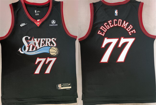 Personalized Men’s Philadelphia 76ers #77 V. J. Edgecombe Black 2025 Classic Edition Stitched Stitched Jersey