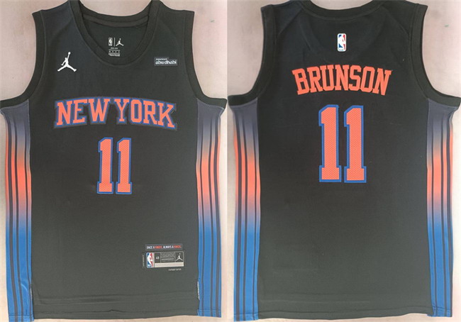 Personalized Men’s New Yok Knicks #11 Jalen Brunson Black 2025 26 Statement Edition Stitched Basketball Jersey