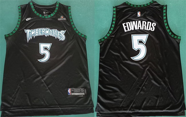 Personalized Men’s Minnesota Timberwolves #5 Anthony Edwards Black 2025 Classic Edition Stitched jersey