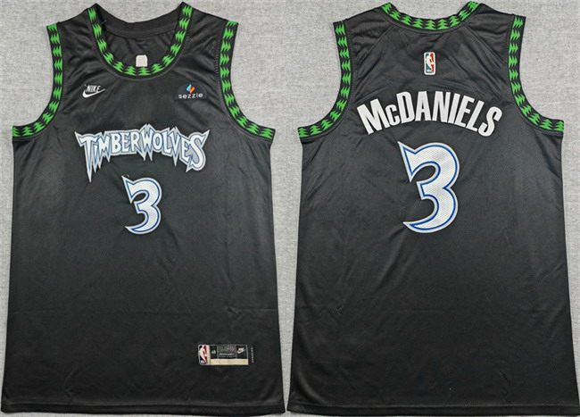 Personalized Men’s Minnesota Timberwolves #3 Jaden McDaniels Black 2025-26 Classic Edition Stitched jersey