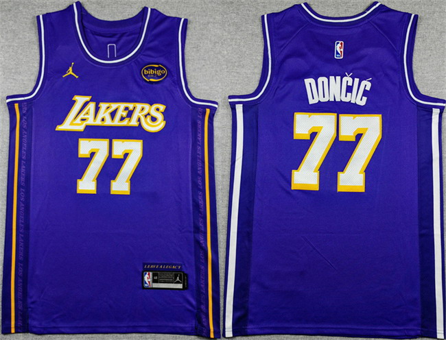 Personalized Men’s Los Angeles Lakers #77 Luka Doncic Purple Statement Edition Stitched Basketball Jersey