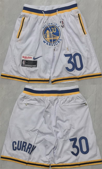 Personalized Men’s Golden State Warriors #30 Stephen Curry White Shorts(Run Small)