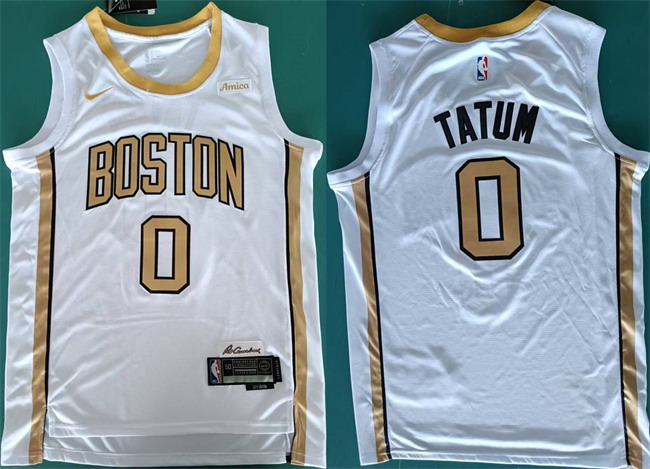 Personalized Men’s Boston Celtics #0 Jayson Tatum White Stitched Basketball Jersey