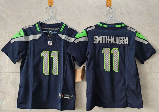 Personalized Youth Seattle Seahawks #11 Jaxon Smith-Njigba Navy 2025 Limited Stitched Football Jersey
