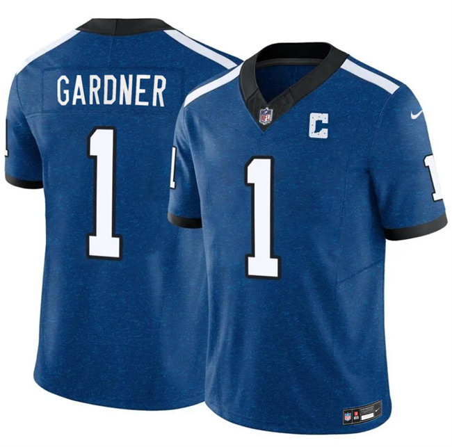 Personalized Men’s Indianapolis Colts #1 Sauce Gardner Blue 2025 F.U.S.E. Throwback Limited Stitched Football Jersey