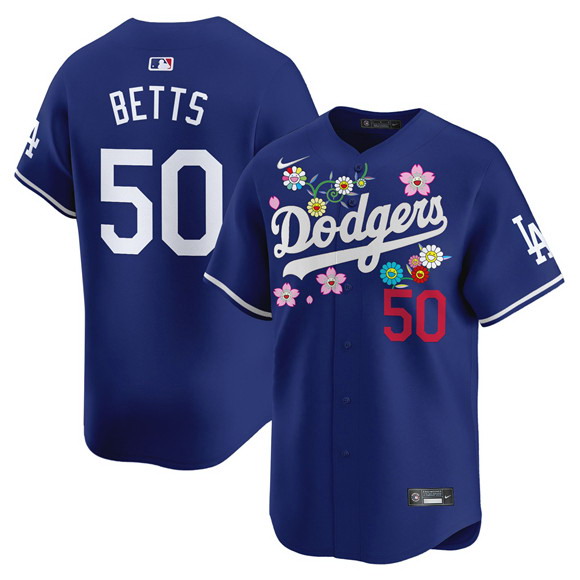 Personalized Men’s Los Angeles Dodgers #50 Mookie Betts Royal Takashi Murakami 2025 Limited Stitched Baseball Jersey