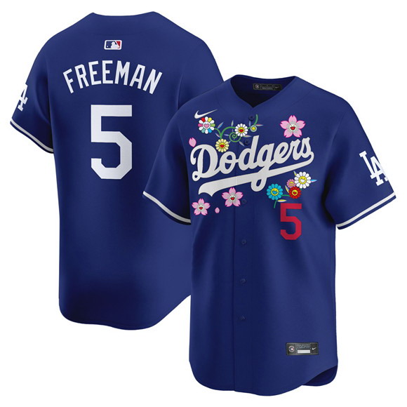 Personalized Men’s Los Angeles Dodgers #5 Freddie Freeman Royal Takashi Murakami 2025 Limited Stitched Baseball Jersey