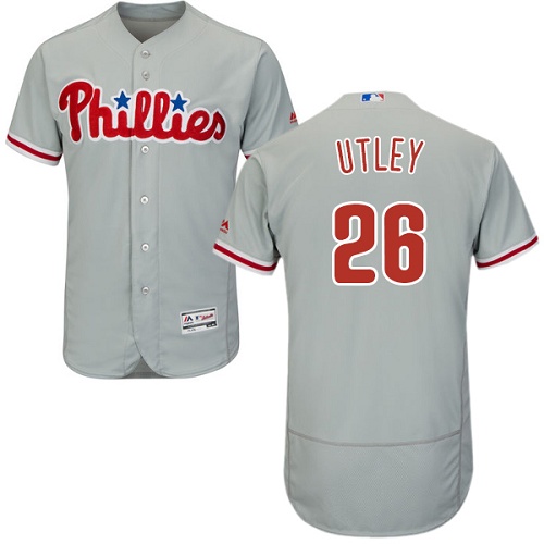 Personalized Men’s Philadelphia Phillies #26 Chase Utley Grey Flexbase Authentic Collection Stitched Jersey