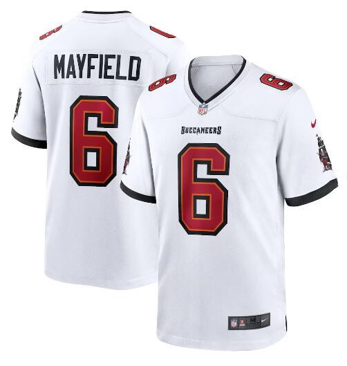 Personalized Men’s Tampa Bay Buccaneers #6 Baker Mayfield White Stitched Game Jersey