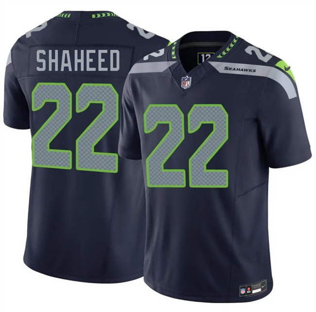 Personalized Men’s Seattle Seahawks #22 Rashid Shaheed Navy 2025 F.U.S.E. Untouchable Limited Stitched Football Jersey