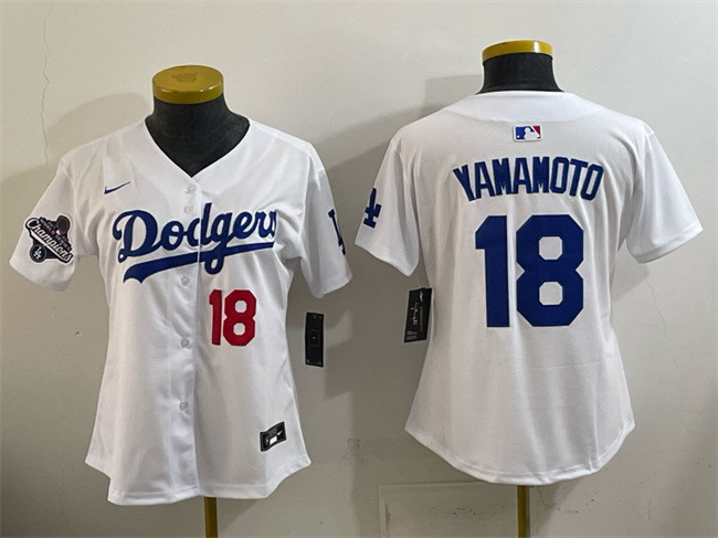 Personalized Youth Los Angeles Dodgers #18 Yoshinobu Yamamoto White 2025 World Series Champions Home Limited Stitched Baseball Jersey
