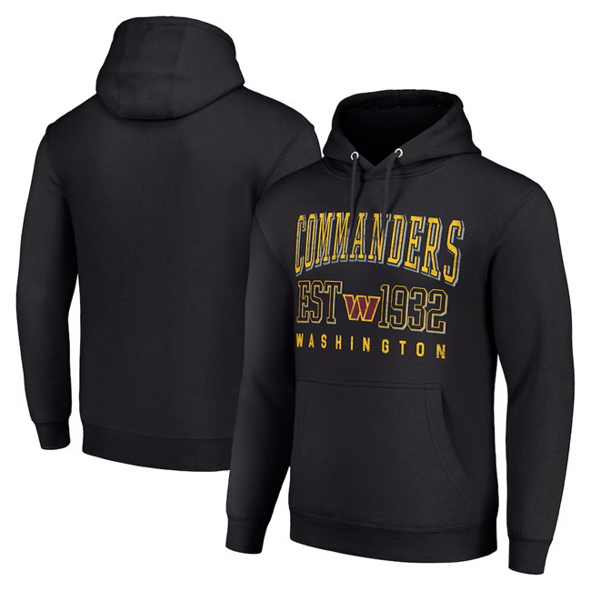 Personalized Men’s Washington Commanders Black Throwback Logo Pullover Hoodie