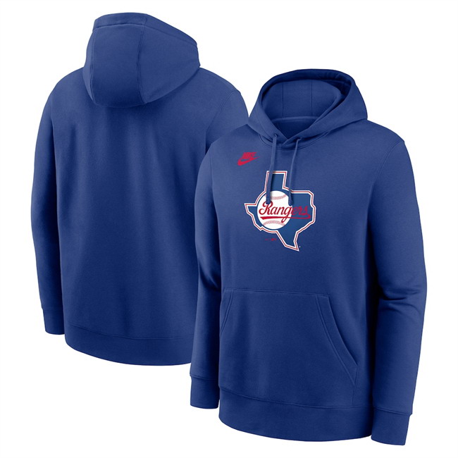 Personalized Men’s Texas Rangers Royal Cooperstown Collection Logo Club Pullover Hoodie