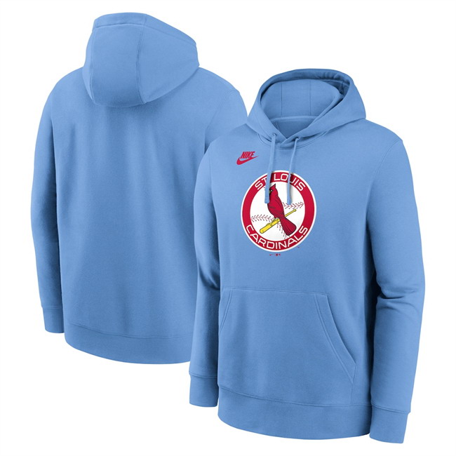 Personalized Men’s St. Louis Cardinals Light Blue Cooperstown Collection Logo Club Pullover Hoodie