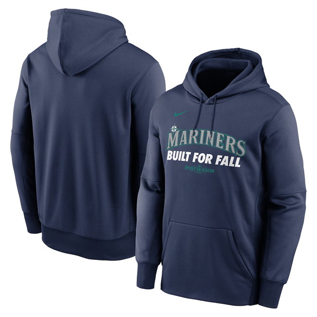 Personalized Men’s Seattle Mariners Navy 2025 Postseason Collection Therma Hoodie