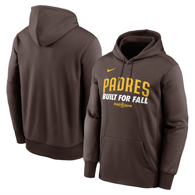 Personalized Men’s San Diego Padres Brown 2025 Postseason Collection Therma Fleece Hoodie