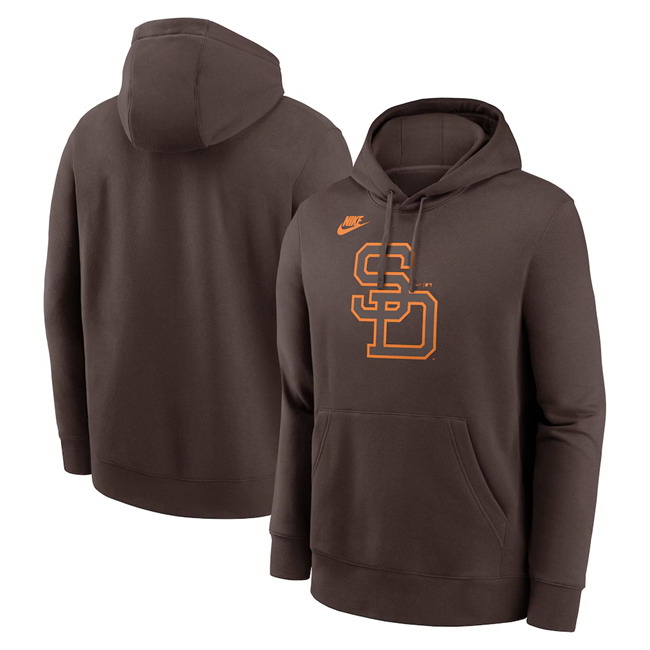 Personalized Men’s San Diego Padres Brown Cooperstown Collection Logo Club Pullover Hoodie