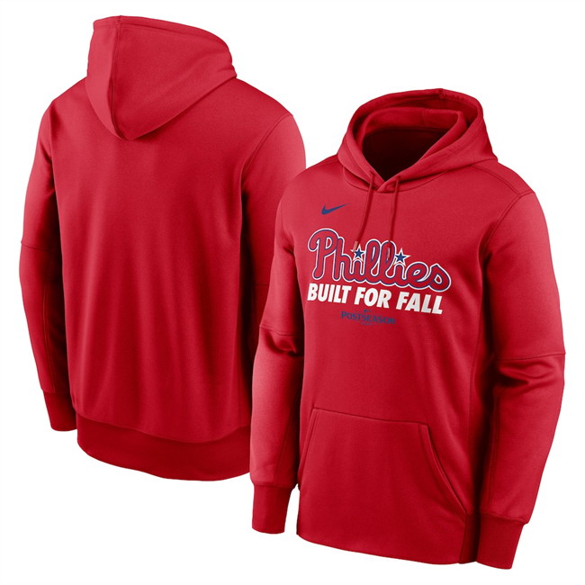 Personalized Men’s Philadelphia Phillies Red 2025 Postseason Collection Therma Fleece Hoodie