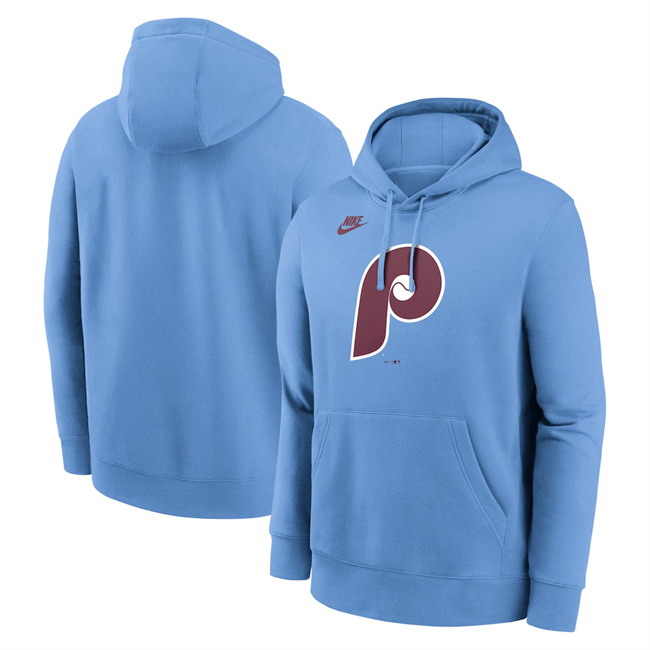 Personalized Men’s Philadelphia Phillies Blue Cooperstown Collection Logo Club Pullover Hoodie