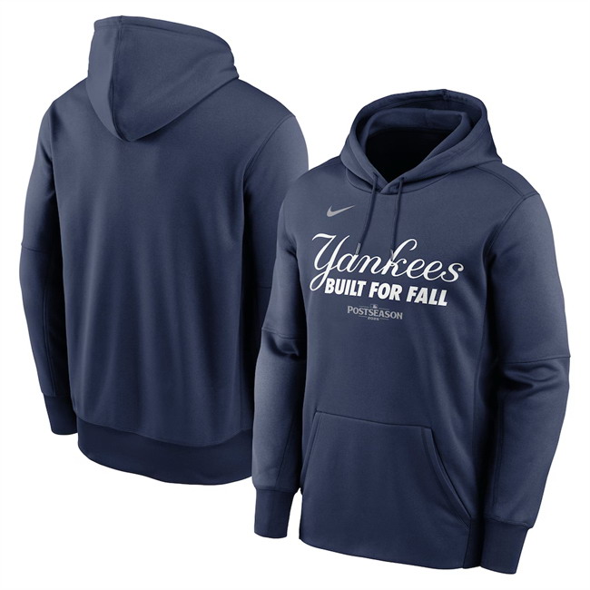 Personalized Men’s New York Yankees Navy 2025 Postseason Collection Therma Fleece Hoodie